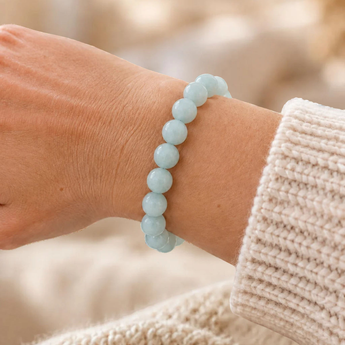 bracelet aigue-marine porté