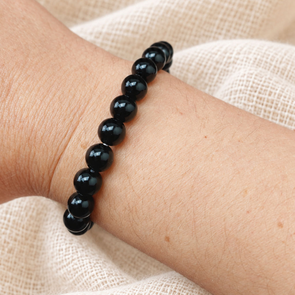 bracelet obsidienne poignet