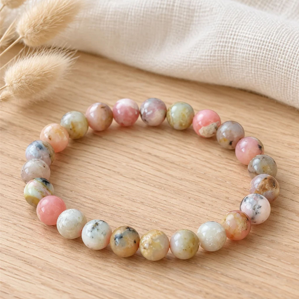bracelet opale rose bois