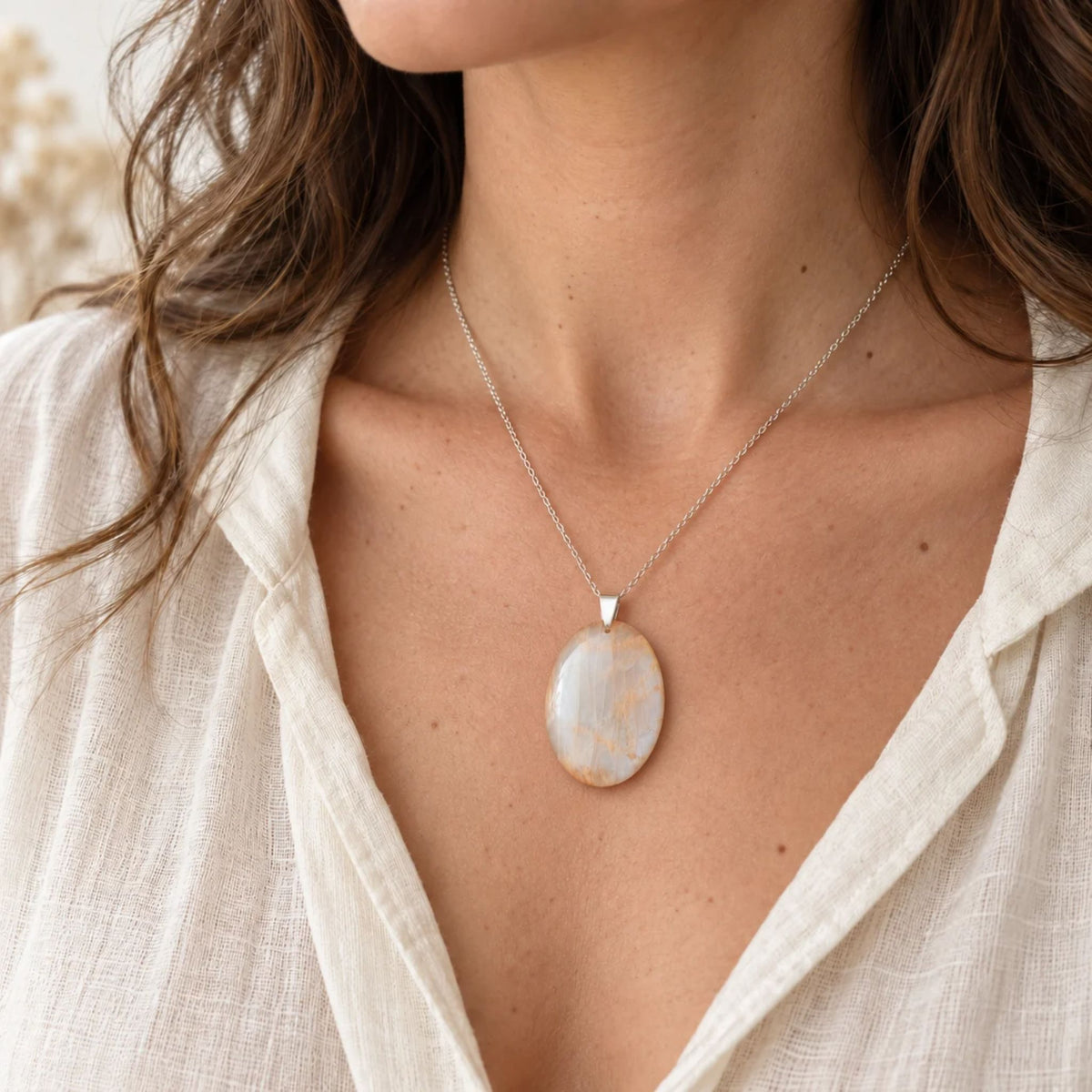 Pendentif Pierre de Lune orange
