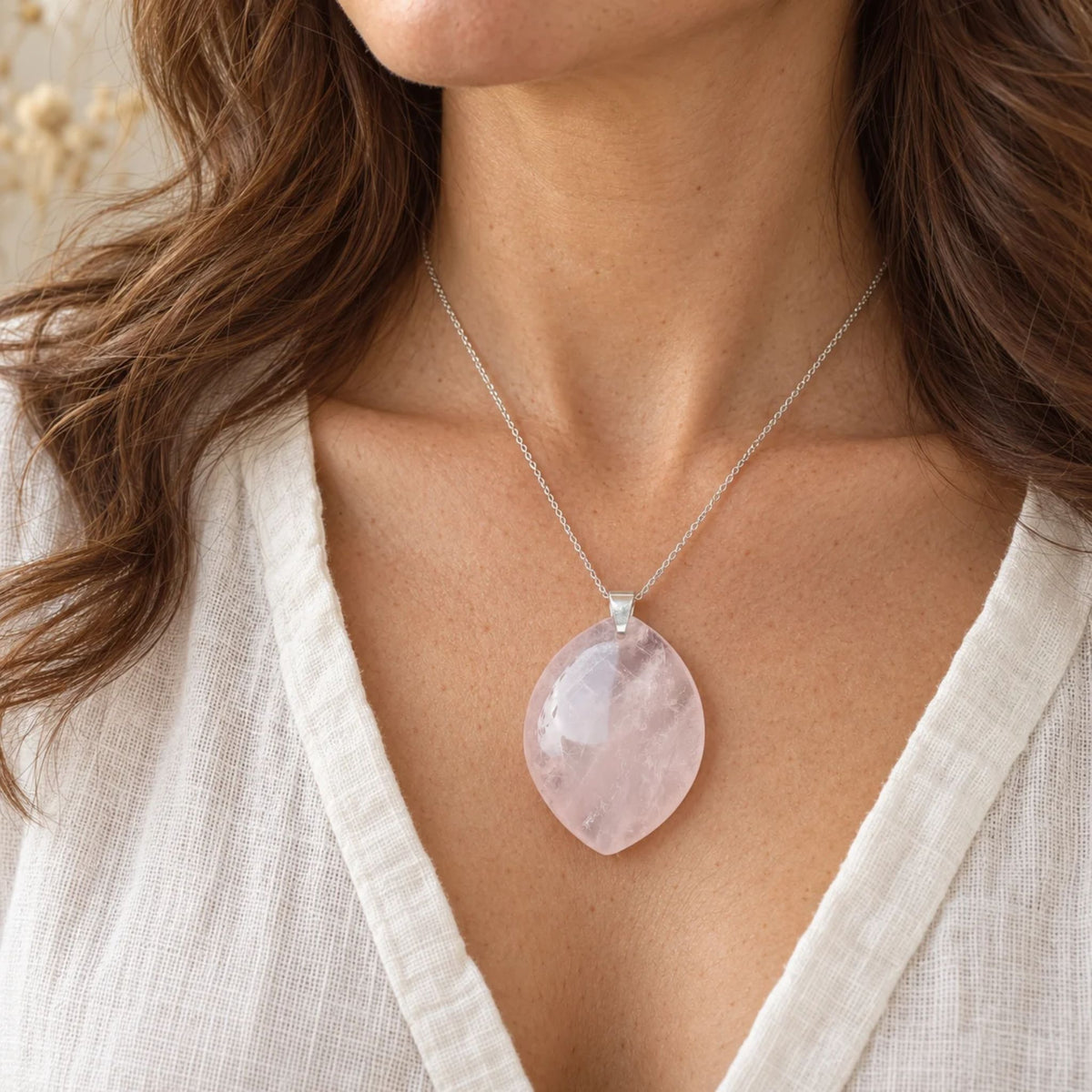 Pendentif Quartz Rose
