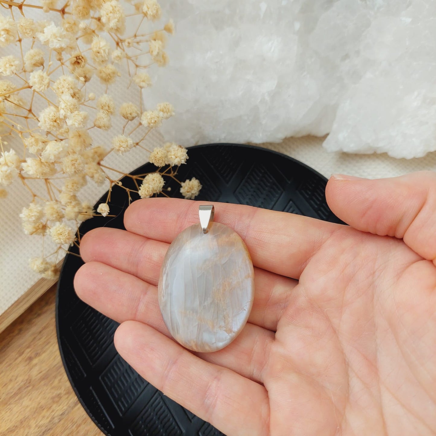 Pendentif Pierre de Lune orange